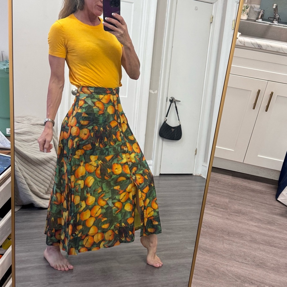 Maeve by Anthropologie Citrus Print Button-Front Midi Skirt – Size US 2 - Picture 10 of 12